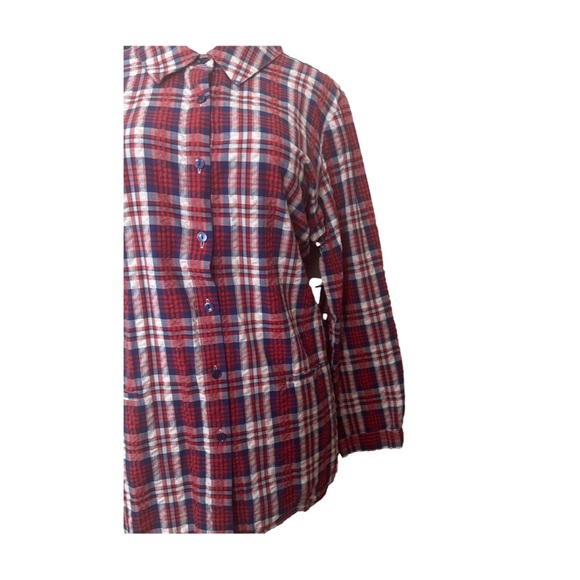 NWOT LS Joan Rivers sear sucker red and blue 2x - Picture 4 of 5